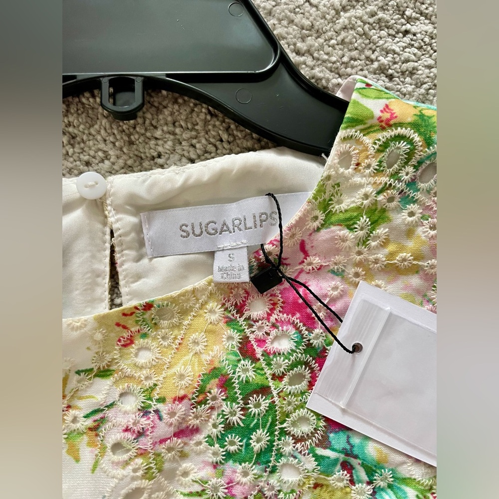 Sugarlips Pink and White Floral Blouse with Ruffled Sleeves - Picture 4 of 5